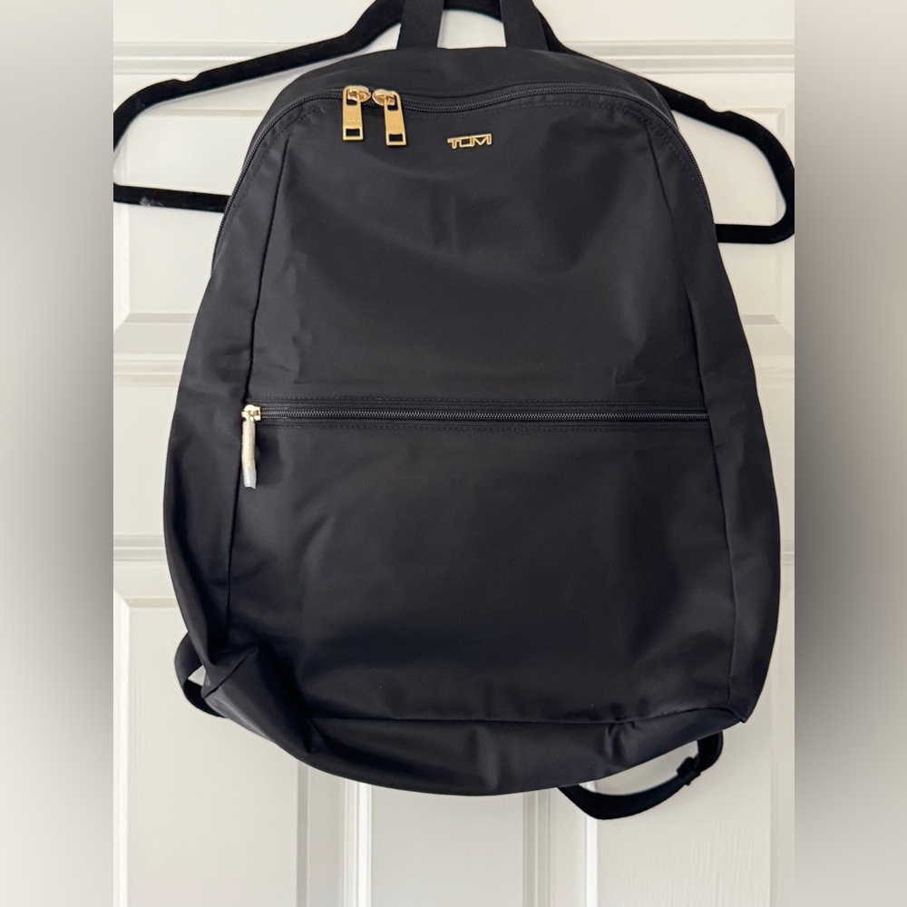 NWOT Tumi Just In Case Black Nylon Backpack with Gold Hardware